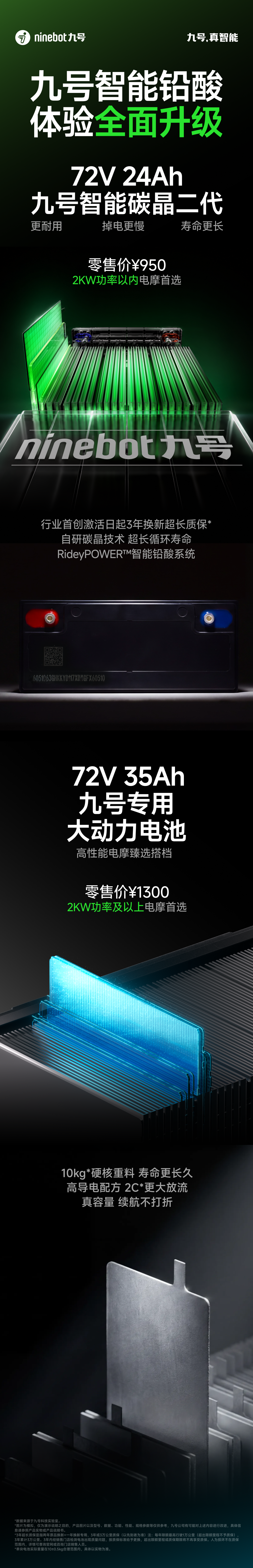 九号电动 72V 智能铅酸电池升级款发布，零售价 950 元起