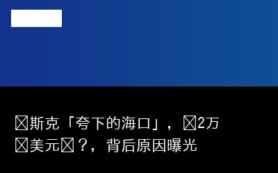 马斯克「夸下的海口」，值2万亿美元吗？，背后原因曝光